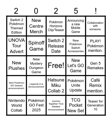 Pokémon Day 2025 Bingo Card