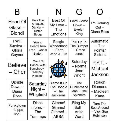 Disco Bingo Card