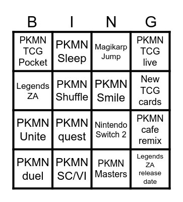 PKMN day Bingo Card