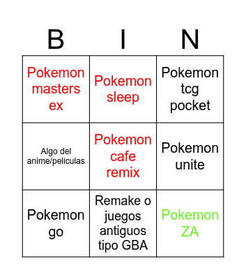 Pokemon day Bingo Card