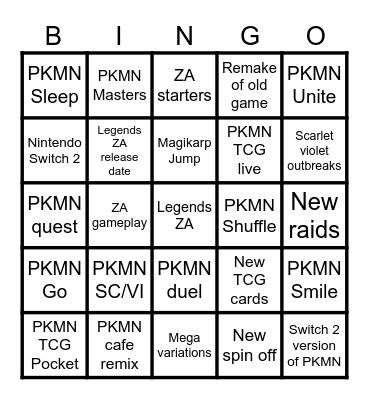 PKMN day Bingo Card