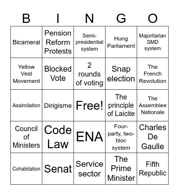FRANCE Bingo Card