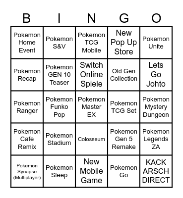 Pokemon Present 27.02.2025 Bingo Card