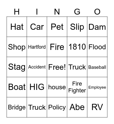 HINGO Bingo Card