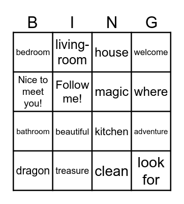 The dragon's house Bingo Card
