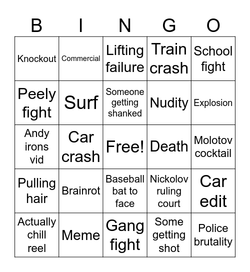 Feb 26 IG Bingo Card