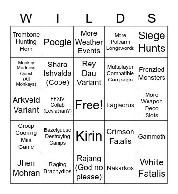 Monster Hunter Wilds Bingo Card