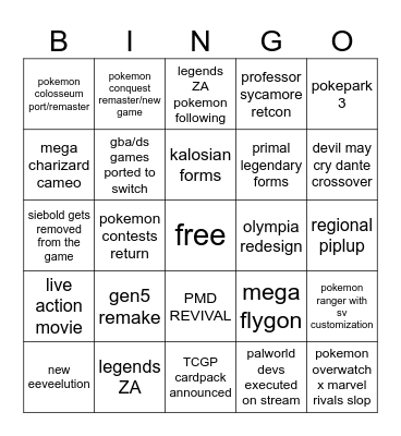 Pokemon Day Announcements Bingo Card