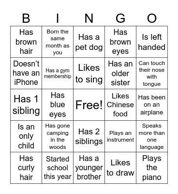ICEBREAKER Bingo Card