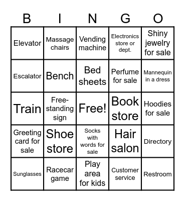 Mall Bingo 2025 Bingo Card