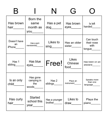 ICEBREAKER BINGO Card