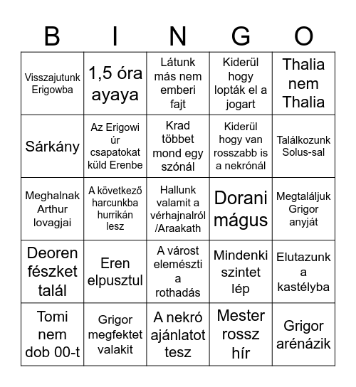 Magus 1 Bingo Card