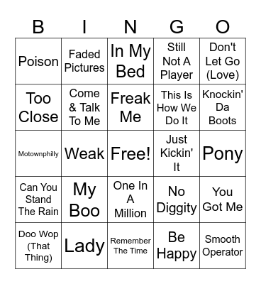 90's R&B Bingo Card