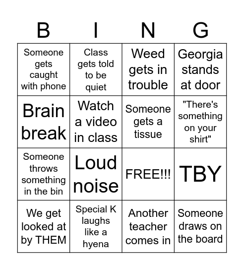 psych bingo Card