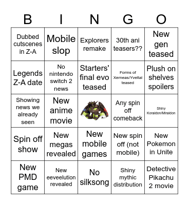 Pokemon day 2025 bingo Card