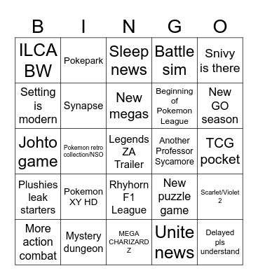 Pory Presents/ZA Bingo Card