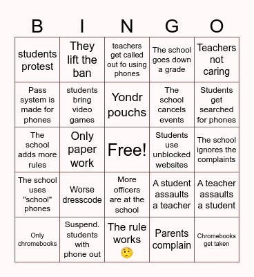 What will happen to the school Bingo Card