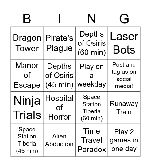 Diablo Escapes Bingo Card