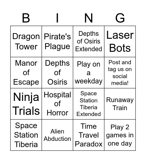 Diablo Escapes Bingo Card