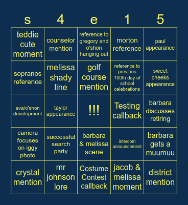 abbott elementary: "100th day of school" Bingo Card