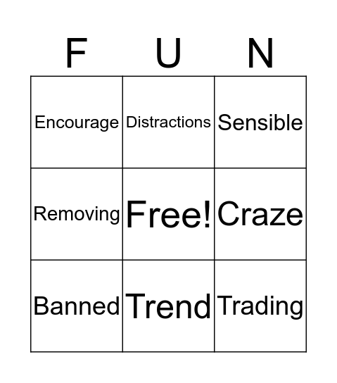 Vocabulary Bingo Card