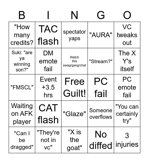VORTEX BINGO Card
