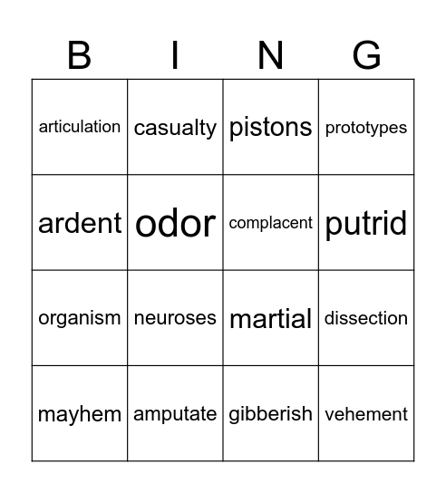 Gyo Ch 8,9,10,11 Bingo Card