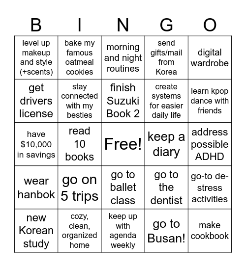 25 in 2025 Bingo! Bingo Card