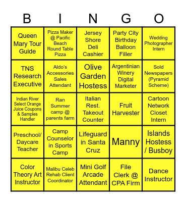 Look @ Me Now! Bingo Card