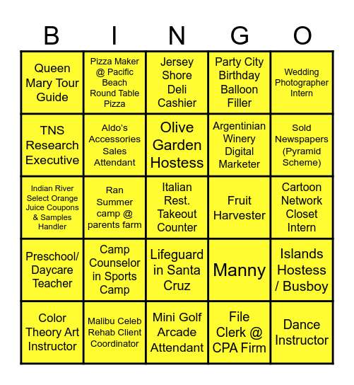 Look @ Me Now! Bingo Card