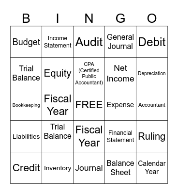 Accounting Bingo Card