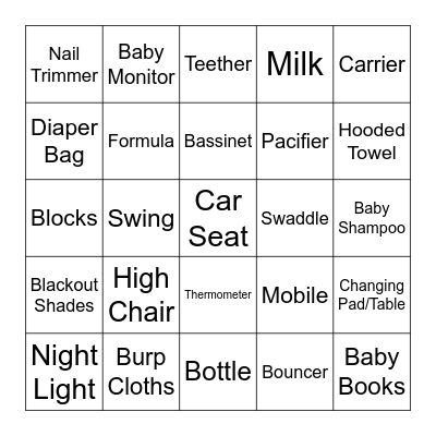 Baby Bingo Card
