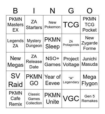 Pokemon Day 2025 Bingo Card