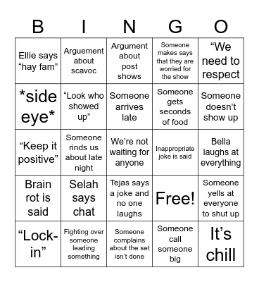 Senior meeting 2 Bingo Card