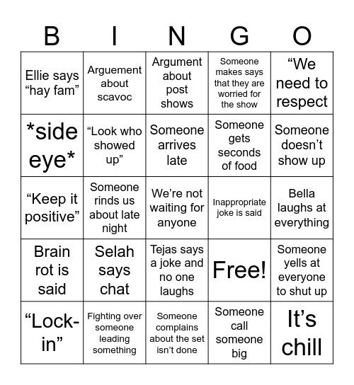 Senior meeting 2 Bingo Card