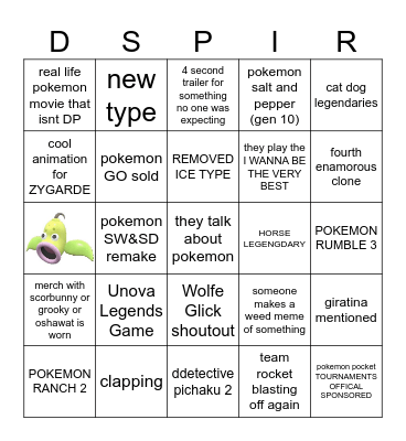 Pokemon Direct Bingo Card