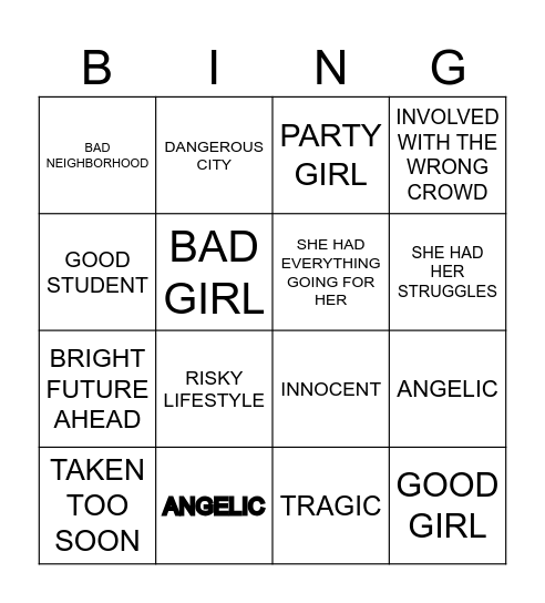 CRIME CODE WORDS IN THE MEDIA Bingo Card