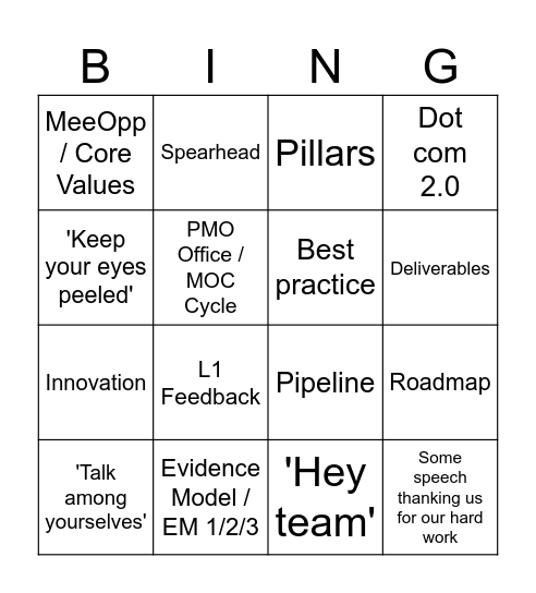 LB: The Spinoff Bingo Card