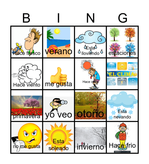 EL CLIMA Bingo Card