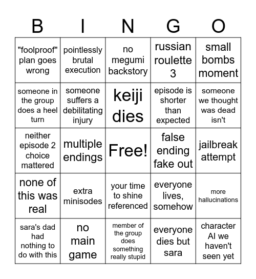 3-2 BINGO Card