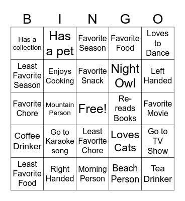 This or That Bingo Card