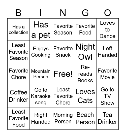This or That Bingo Card