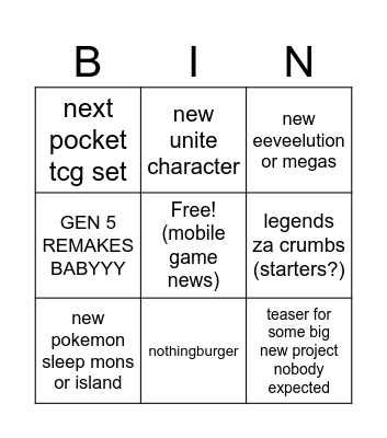 pkmn presents 2025 Bingo Card