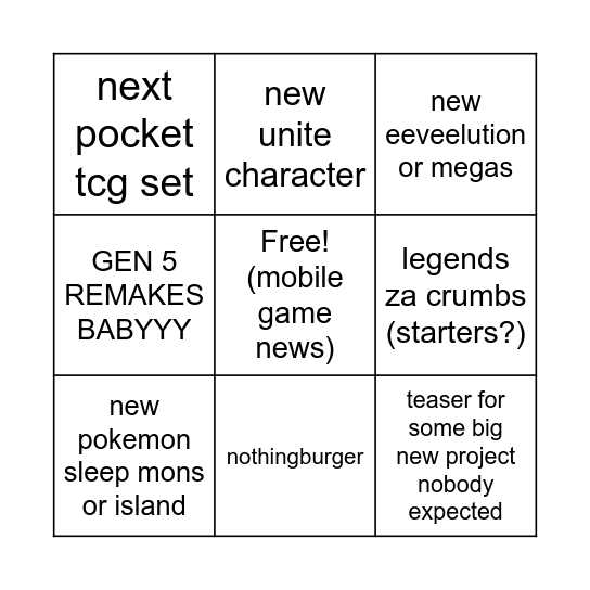 pkmn presents 2025 Bingo Card