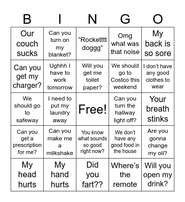 Karrie surgery weekend Bingo Card