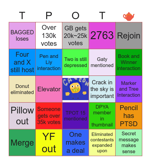 TPOT 17 PREDICTION Bingo Card
