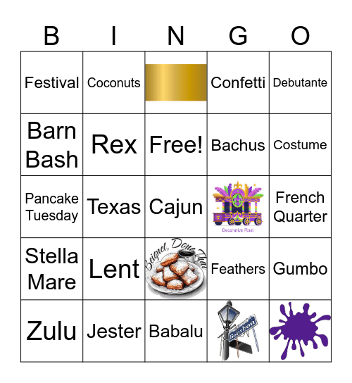 MARDI GRAS Bingo Card