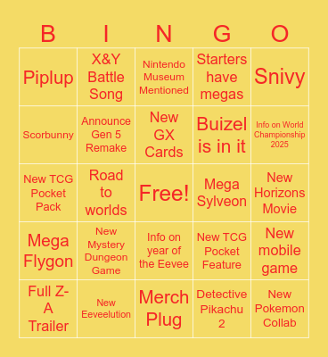 Pokemon Bingo Card