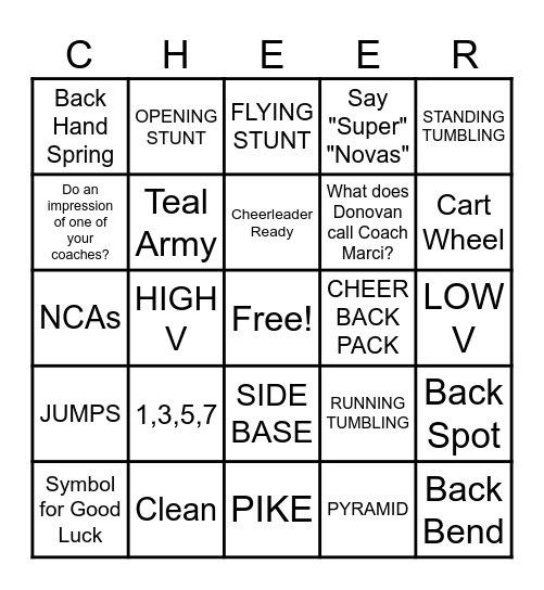 SUPERNOVAS BINGO Card