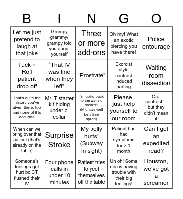 CT Bingo Card